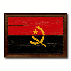Angola Country Flag Vintage Canvas Print with Brown Picture Frame Home Decor Gifts Wall Art Decoration Artwork