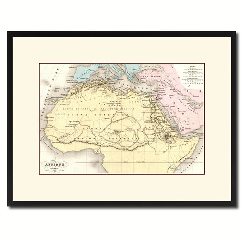 Asia Vintage Monochrome Map Canvas Print, Gifts Picture Frames Home Decor Wall Art