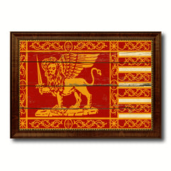 Republic of Venice City Italy Country Vintage Flag Canvas Print Brown Picture Frame