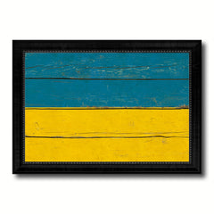 Ukraine Country Flag Vintage Canvas Print with Black Picture Frame Home Decor Gifts Wall Art Decoration Artwork