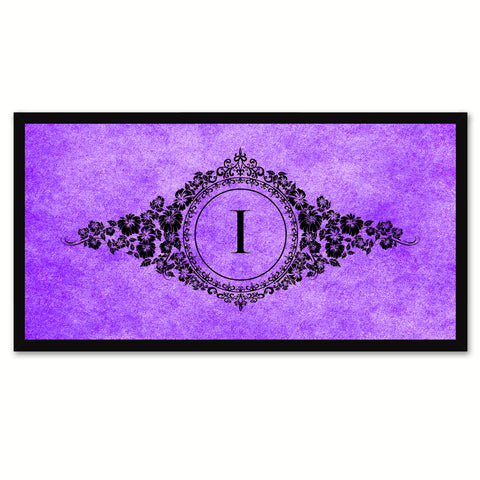 Alphabet Letter I Purple Canvas Print, Black Custom Frame