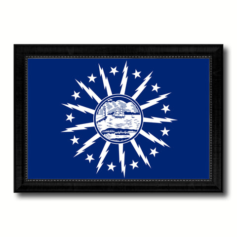 Milwaukee City Wisconsin State Flag Vintage Canvas Print with Black Picture Frame Home Decor Wall Art Collectible Decoration Artwork Gifts