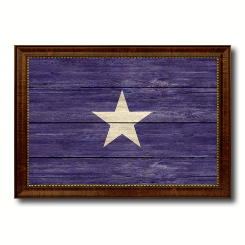Bonnie Blue in Republic of West Florida Military Flag Texture Canvas Print with Brown Picture Frame Home Decor Wall Art Gifts