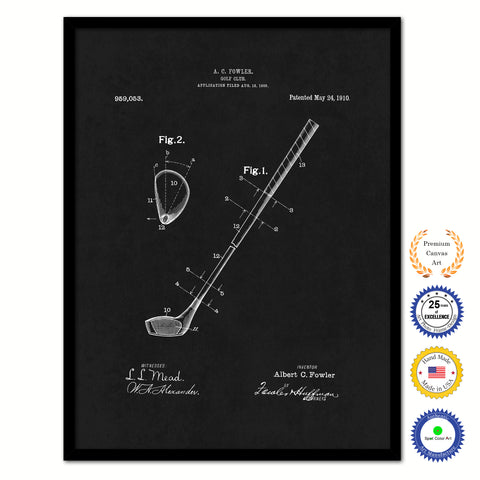 1910 Golf Club Old Patent Art Print on Canvas Custom Framed Vintage Home Decor Wall Decoration Great for Gifts