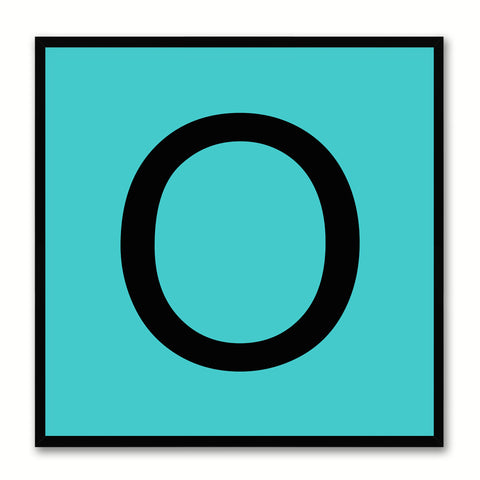 Alphabet O Aqua Canvas Print Black Frame Kids Bedroom Wall Décor Home Art