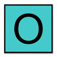 Alphabet O Aqua Canvas Print Black Frame Kids Bedroom Wall Décor Home Art