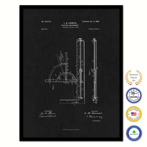 1900 Plotting Instrument Old Patent Art Print on Canvas Custom Framed Vintage Home Decor Wall Decoration Great for Gifts