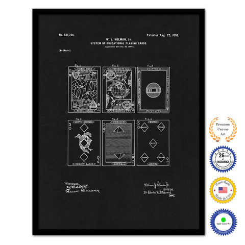 1899 System of Educational Playing Cards Old Patent Art Print on Canvas Custom Framed Vintage Home Decor Wall Decoration Great for Gifts