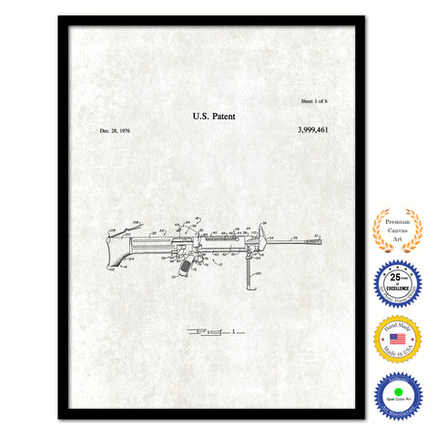 1976 Modular lightweight squad automatic weapon system Old Patent Art Print on Canvas Custom Framed Vintage Home Decor Wall Decoration Great for Gifts