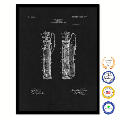 1905 Caddy Bag Old Patent Art Print on Canvas Custom Framed Vintage Home Decor Wall Decoration Great for Gifts