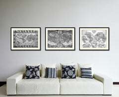 Macro Closeup Vintage B&W Map Canvas Print, Picture Frame Home Decor Wall Art Gift Ideas