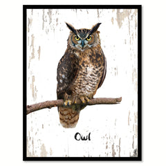 Owl Bird Canvas Print, Black Picture Frame Gift Ideas Home Decor Wall Art Decoration