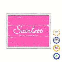 Scarlett Name Plate White Wash Wood Frame Canvas Print Boutique Cottage Decor Shabby Chic