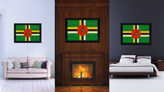 Dominica Country Flag Vintage Canvas Print with Black Picture Frame Home Decor Gifts Wall Art Decoration Artwork