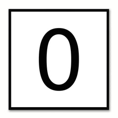 Number 0 White Canvas Print Black Frame Kids Bedroom Wall Décor Home Art