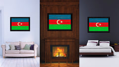 Azerbaijan Country Flag Vintage Canvas Print with Black Picture Frame Home Decor Gifts Wall Art Decoration Artwork