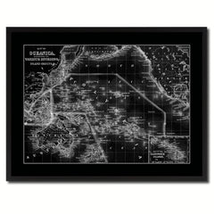 Oceania Vintage Monochrome Map Canvas Print, Gifts Picture Frames Home Decor Wall Art