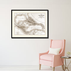 West Indies Caribbean Vintage Sepia Map Canvas Print, Picture Frame Gifts Home Decor Wall Art Decoration