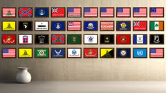 Vietnam War American Veterans Military Flag Canvas Print with Brown Picture Frame Home Decor Wall Art Gift Ideas
