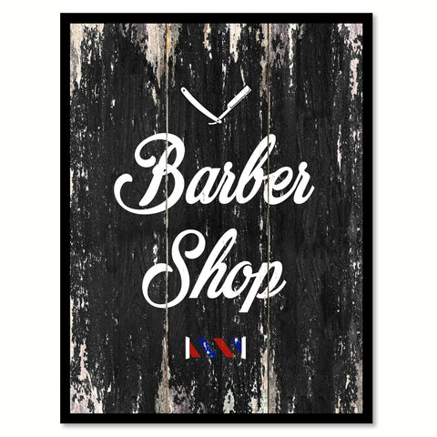 Barber Shop 4  Quote Saying Canvas Print with Picture Frame Home Decor Wall Art