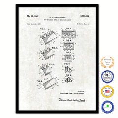 1962 Legos Building Sets and Blocks Old Patent Art Print on Canvas Custom Framed Vintage Home Decor Wall Decoration Great for Gifts