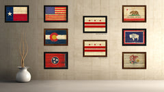 Washington DC Vintage Flag Canvas Print Black Picture Frame