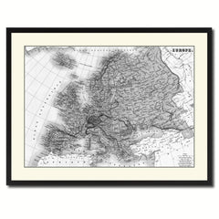 Europe Vintage B&W Map Canvas Print, Picture Frame Home Decor Wall Art Gift Ideas
