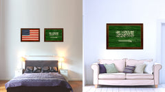 Saudi Arabia Country Flag Texture Canvas Print with Brown Custom Picture Frame Home Decor Gift Ideas Wall Art Decoration