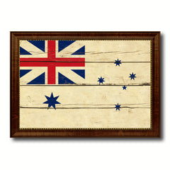 Australian White Ensign City Australia Country Vintage Flag Canvas Print Brown Picture Frame