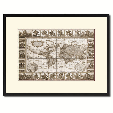 Geographic Vintage Sepia Map Canvas Print, Picture Frame Gifts Home Decor Wall Art Decoration