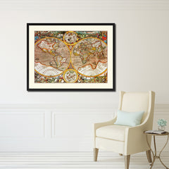 Macro Closeup Vintage Antique Map Wall Art Home Decor Gift Ideas Canvas Print Custom Picture Frame