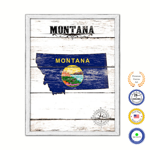 Montana Flag Gifts Home Decor Wall Art Canvas Print with Custom Picture Frame