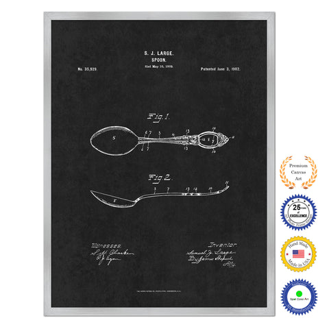 1902 Spoon Old Patent Art Print on Canvas Custom Framed Vintage Home Decor Wall Decoration Great for Gifts