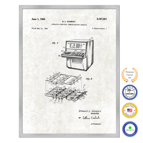 1965 Operator-computer communication console Old Patent Art Print on Canvas Custom Framed Vintage Home Decor Wall Decoration Great for Gifts
