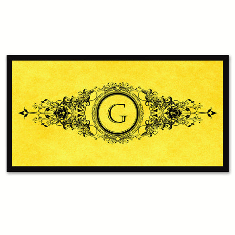 Alphabet Letter G Yellow Canvas Print Black Frame Kids Bedroom Wall Décor Home Art