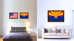 Arizona State Flag Canvas Print with Custom Brown Picture Frame Home Decor Wall Art Decoration Gifts