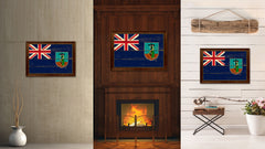 Montserrat Country Flag Vintage Canvas Print with Brown Picture Frame Home Decor Gifts Wall Art Decoration Artwork