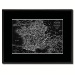 France Vintage Monochrome Map Canvas Print, Gifts Picture Frames Home Decor Wall Art