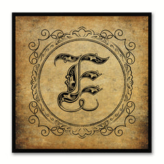 Alphabet E Brown Canvas Print Black Frame Kids Bedroom Wall Décor Home Art