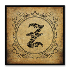Alphabet Z Brown Canvas Print Black Frame Kids Bedroom Wall Décor Home Art