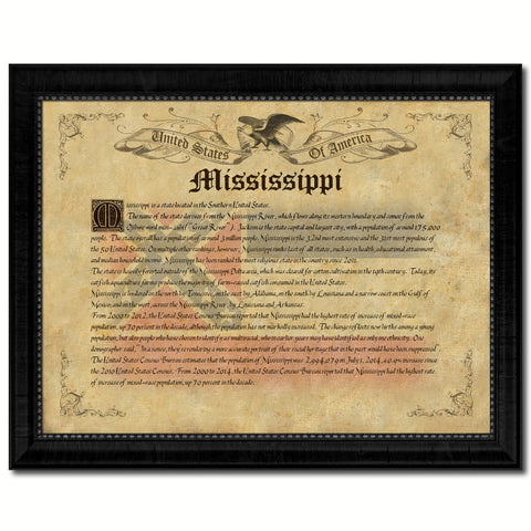 Mississippi Vintage History Flag Canvas Print, Picture Frame Gift Ideas Home Décor Wall Art Decoration