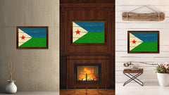 Djibouti Country Flag Vintage Canvas Print with Brown Picture Frame Home Decor Gifts Wall Art Decoration Artwork