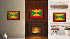 Grenada Country Flag Vintage Canvas Print with Brown Picture Frame Home Decor Gifts Wall Art Decoration Artwork