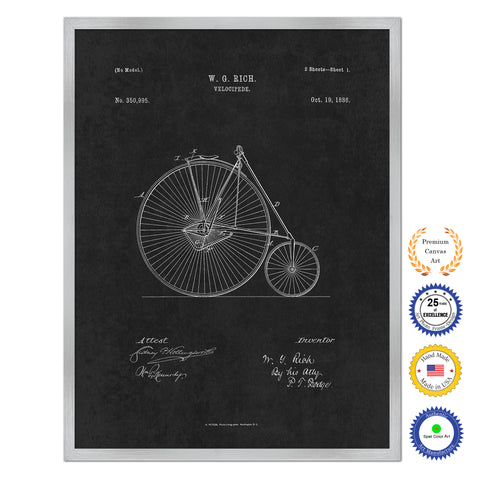 1886 Velocipede Old Patent Art Print on Canvas Custom Framed Vintage Home Decor Wall Decoration Great for Gifts