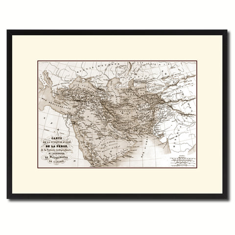 Persia Arabia Iraq Iran Vintage Sepia Map Canvas Print, Picture Frame Gifts Home Decor Wall Art Decoration