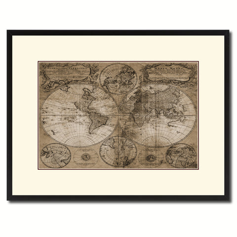 World Vintage Sepia Map Canvas Print, Picture Frame Gifts Home Decor Wall Art Decoration