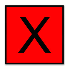 Alphabet X Red Canvas Print Black Frame Kids Bedroom Wall Décor Home Art