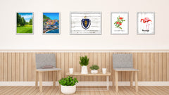 Massachusetts State Flag Shabby Chic Gifts Home Decor Wall Art Canvas Print, White Wash Wood Frame