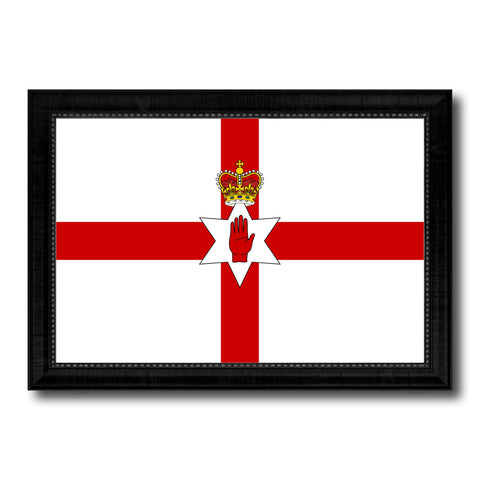North Irish Ulster City Northern Ireland Country Flag Canvas Print Black Picture Frame