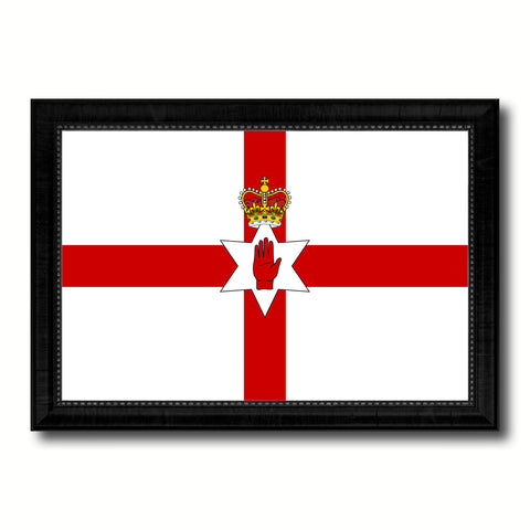 North Irish Ulster City Northern Ireland Country Flag Canvas Print Black Picture Frame